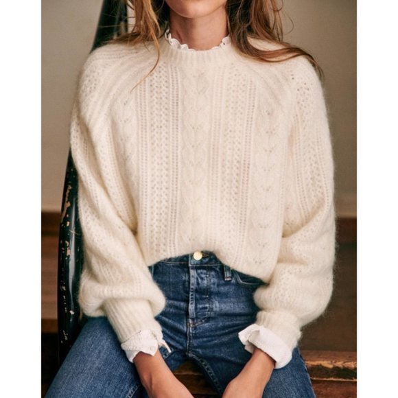 Sezane Sweaters - Sezane • XXL • Cream •Scarlett Knit Jumper Sweater • Puff Sleeve • Wool & Mohair